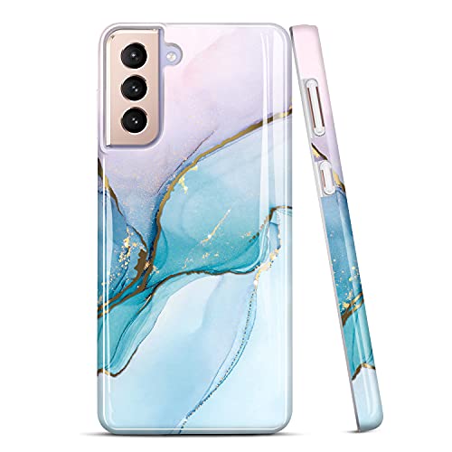 JAHOLAN Schutzhülle für Samsung Galaxy S21 5G 15,7 cm (6,2 Zoll) 2021, glänzendes goldfarbenes Metallic-Marmor-Design, transparent, glänzend, TPU, weiches Gummi-Silikon, Grün / Violett JAHOLAN Schutzhülle für Samsung Galaxy S21 5G 15,7 cm (6,2 Zoll) 2021, glänzendes goldfarbenes Metallic-Marmor-Design, transparent, glänzend, TPU, weiches Gummi-Silikon, Grün / Violett von JAHOLAN