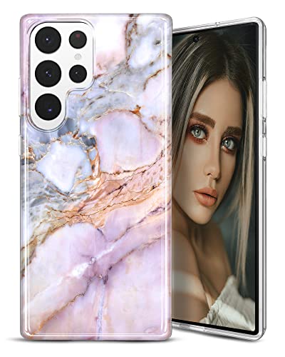 JAHOLAN Galaxy S23 Ultra Hülle Bling Glitzer Glitzer Marmor Design Klar Bumper Glänzend TPU Weiche Gummi Silikon Cover Handyhülle für Samsung Galaxy S23 Ultra 5G 6,8 Zoll - Lila Rosa JAHOLAN Galaxy S23 Ultra Hülle Bling Glitzer Glitzer Marmor Design Klar Bumper Glänzend TPU Weiche Gummi Silikon Cover Handyhülle für Samsung Galaxy S23 Ultra 5G 6,8 Zoll - Lila Rosa von JAHOLAN