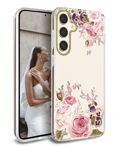 JAHOLAN Handyhülle Galaxy S24 Plus Hülle TPU Silikon Schlank Schutzhülle Handytasche Handy Hülle für Samsung Galaxy S24+/S24 Plus 5G Transparent Blume Rose Pink JAHOLAN Handyhülle Galaxy S24 Plus Hülle TPU Silikon Schlank Schutzhülle Handytasche Handy Hülle für Samsung Galaxy S24+/S24 Plus 5G Transparent Blume Rose Pink von JAHOLAN