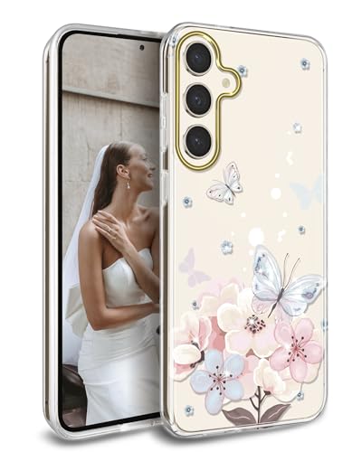 JAHOLAN Handyhülle Galaxy S24 Plus Hülle TPU Silikon Schlank Schutzhülle Handytasche Handy Hülle für Samsung Galaxy S24+/S24 Plus 5G Transparent Schmetterling White Pink JAHOLAN Handyhülle Galaxy S24 Plus Hülle TPU Silikon Schlank Schutzhülle Handytasche Handy Hülle für Samsung Galaxy S24+/S24 Plus 5G Transparent Schmetterling White Pink von JAHOLAN