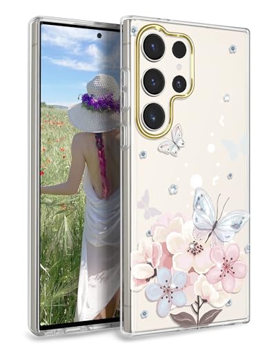 JAHOLAN Handyhülle Galaxy S24 Ultra Hülle TPU Silikon Schlank Schutzhülle Handytasche Handy Hülle für Samsung Galaxy S24 Ultra 5G Transparent Schmetterling White Pink JAHOLAN Handyhülle Galaxy S24 Ultra Hülle TPU Silikon Schlank Schutzhülle Handytasche Handy Hülle für Samsung Galaxy S24 Ultra 5G Transparent Schmetterling White Pink von JAHOLAN
