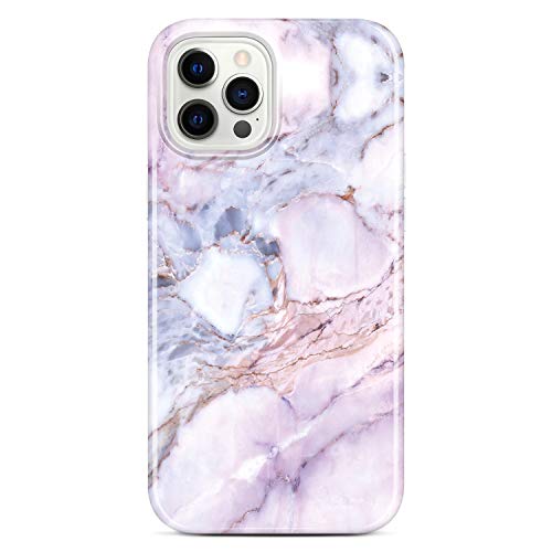 JAHOLAN Handyhülle iPhone 12 Pro Max Hülle TPU Silikon Weiche Schlank Schutzhülle Handytasche Gummi Dünn Flexibel Case Handy Hülle für iPhone 12 Pro Max 2020 6.7" - Marmor Purple Pink von JAHOLAN