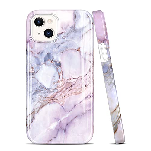 JAHOLAN Handyhülle iPhone 13 Hülle TPU Silikon Weiche Schlank Schutzhülle Handytasche Gummi Dünn Flexibel Handy Hülle für iPhone 13 2021 6.1" - Marmor Purple Pink von JAHOLAN