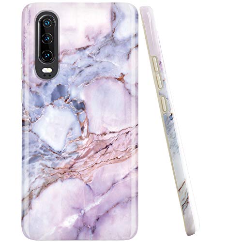 JAHOLAN Huawei P30 Hülle Handyhülle TPU Silikon Weiche Schlank Schutzhülle Handytasche Flexibel Case Handy Hülle für Huawei P30 - Marmor Violett - 6.1 Zoll von JAHOLAN