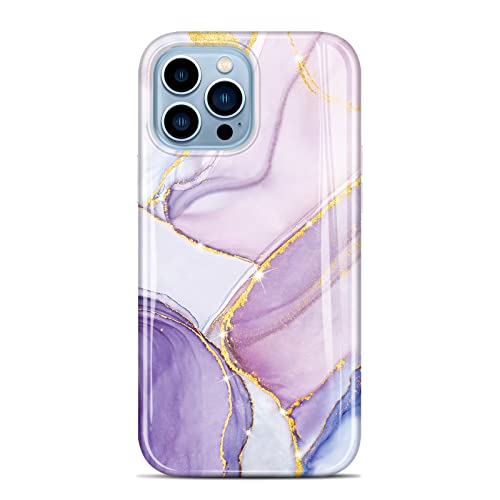 JAHOLAN Kompatibel mit iPhone 13 Mini Hülle, Gold Glitzer Sparkle Marble Design Clear TPU Bumper Stoßfest Weiche Silikon Cover Handyhülle für iPhone 13 Mini 5,4 Zoll 2021 Lila Weiß von JAHOLAN