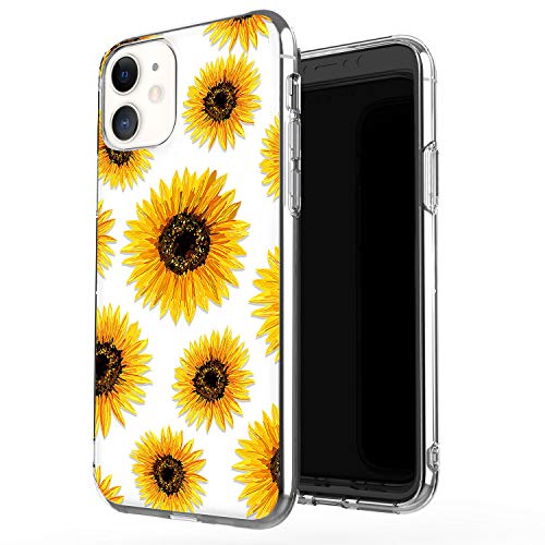 JAHOLAN iPhone 11 Hülle Handyhülle TPU Silikon Weiche Schlank Schutzhülle Handytasche Flexibel Clear Case Handy Hülle für iPhone 11 2019 6.1 Zoll - Floral Sun Flower Gold von JAHOLAN