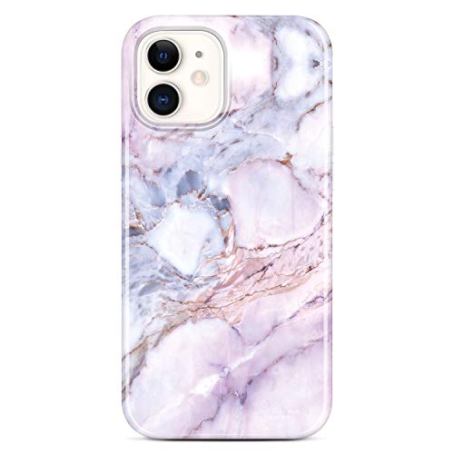 JAHOLAN iPhone 12 Mini Hülle Handyhülle TPU Silikon Schutzhülle Handytasche Handy Hülle für iPhone 12 mini - Marmor Purple Pink von JAHOLAN