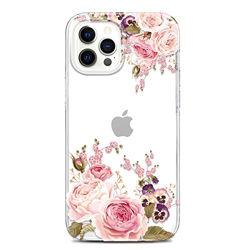 JAHOLAN iPhone 12 Pro Max Hülle Handyhülle TPU Silikon Weiche Schlank Schutzhülle Handytasche Flexibel Clear Case Handy Hülle für iPhone 12 Pro Max 2020 6.7 Zoll - Flower Rose von JAHOLAN