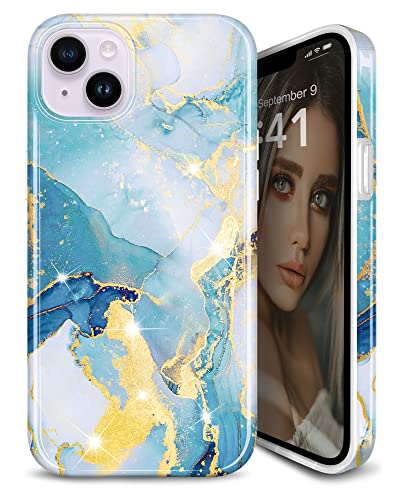 JAHOLAN iPhone 14 Hülle Handyhülle iPhone 14 TPU Silikon Schutzhülle Handytasche Handy Hülle für iPhone 14 2022 6.1" - Marmor Gold Blue JAHOLAN iPhone 14 Hülle Handyhülle iPhone 14 TPU Silikon Schutzhülle Handytasche Handy Hülle für iPhone 14 2022 6.1" - Marmor Gold Blue von JAHOLAN