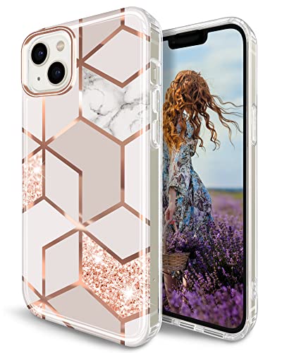 JAHOLAN iPhone 14 Hülle Handyhülle iPhone 14 TPU Silikon Schutzhülle Handytasche Handy Hülle für iPhone 14 2022 6.1" - Marmor Rose Gold von JAHOLAN