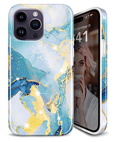 JAHOLAN iPhone 14 Pro Max Hülle Handyhülle TPU Silikon Schutzhülle Handytasche Handy Hülle für iPhone 14 Pro Max 2022 6.7" - Marmor Gold Blue JAHOLAN iPhone 14 Pro Max Hülle Handyhülle TPU Silikon Schutzhülle Handytasche Handy Hülle für iPhone 14 Pro Max 2022 6.7" - Marmor Gold Blue von JAHOLAN