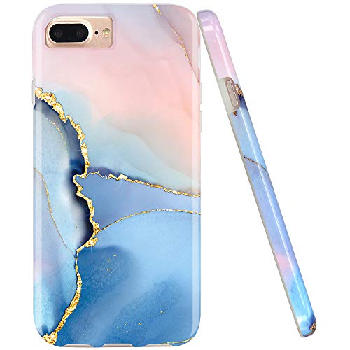 JAHOLAN iPhone 7 Plus Hülle Handyhülle TPU Silikon Weiche Schlank Schutzhülle Handytasche Flexibel Case Handy Hülle für iPhone 7 Plus/8 Plus/6S 6 Plus - Marmor Bling Glitter Sparkle Blue von JAHOLAN