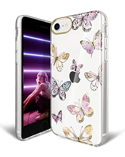 JAHOLAN iPhone SE 2022/2020 Hülle iPhone 8 7 Handyhülle TPU Silikon Weiche Schlank Schutzhülle Handytasche Flexibel Handy Hülle für iPhone 7/8/6S/6/SE 2020 2022 - Butterfly Colourful von JAHOLAN