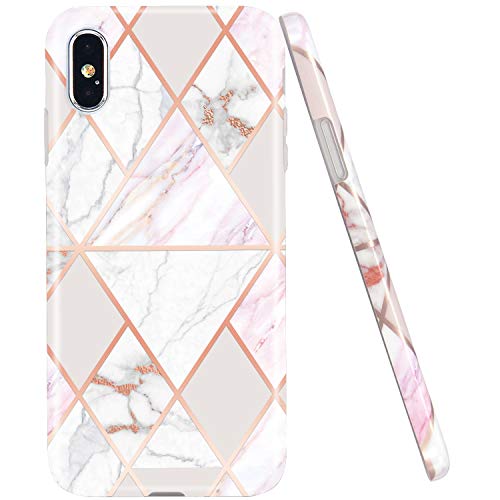 JAHOLAN iPhone X Hülle iPhone XS Handyhülle TPU Silikon Weiche Schlank Schutzhülle Handytasche Gummi Dünn Flexibel Case Handy Hülle für iPhone X XS - Marmor Geometric Rose Gold Pink JAHOLAN iPhone X Hülle iPhone XS Handyhülle TPU Silikon Weiche Schlank Schutzhülle Handytasche Gummi Dünn Flexibel Case Handy Hülle für iPhone X XS - Marmor Geometric Rose Gold Pink von JAHOLAN