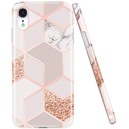 JAHOLAN iPhone XR Hülle Handyhülle TPU Silikon Weiche Schlank Schutzhülle Handytasche Gummi Dünn Flexibel Case Handy Hülle für iPhone XR - Marmor Bling Glitter Sparkle Rose Gold JAHOLAN iPhone XR Hülle Handyhülle TPU Silikon Weiche Schlank Schutzhülle Handytasche Gummi Dünn Flexibel Case Handy Hülle für iPhone XR - Marmor Bling Glitter Sparkle Rose Gold von JAHOLAN