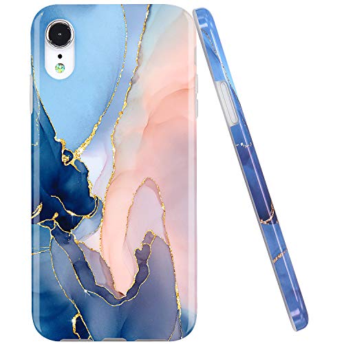 JAHOLAN iPhone XR Hülle Handyhülle TPU Silikon Weiche Schlank Schutzhülle Handytasche Gummi Dünn Flexibel Case Handy Hülle für iPhone XR - Marmor Gold Glitter Sparkle Purple von JAHOLAN