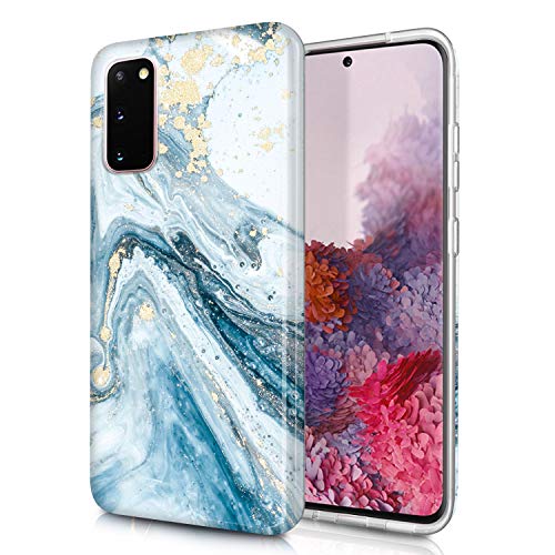 Jaholan Schutzhülle für Galaxy S20, TPU-Gel, ultradünn, leicht, weich, Marmor-Design, Blau von JAHOLAN