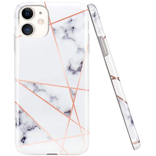 JAHOLAN iPhone 11 Hülle Handyhülle TPU Silikon Weiche Schlank Schutzhülle Handytasche Gummi Dünn Flexibel Case Handy Hülle für iPhone 11 2019 6.1 Zoll - Marmor White Rose Gold von JAHOLAN
