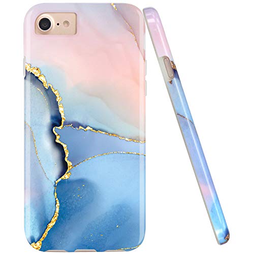 Jaholan iPhone 7 iPhone 8 iPhone 6 6S Marmor Weiß Transparent Blau Weich TPU Silikon Case Cover von JAHOLAN
