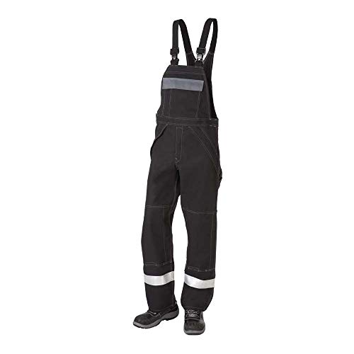 JAK Workwear 12-12003-051-076-90 Modell 12003 EN ISO 1149-5 Antiflame Latzhose, Schwarz/Grau, EU 44/76 Größe, 90cm Schrittlänge von JAK Workwear