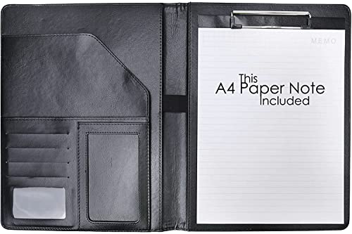 JAKAGO A4-Klemmbrettmappe Portfolio-Papierblock Kunstleder Dokumenten-Organizer Padfolio-Tasche mit Visitenkartenhaltern, Stifthalter, Dateihülle für Konferenz-Interview von JAKAGO