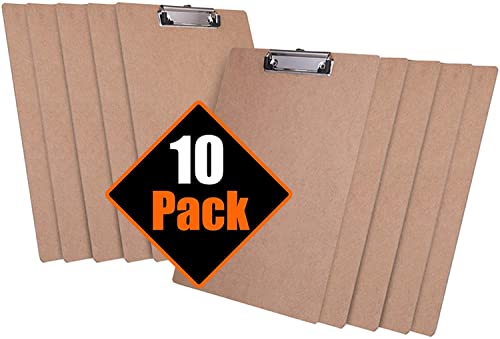 JAKAGO Klemmbrett Holz A4 (10er pack) Clipboard A4 klemmbretter zum Aufhängen Schreibbrett mit Aufhängeose Gummierter Metalklemme Recycelbar für Schule Büro Arbeit Inventur und Lagerwirtschaft von JAKAGO