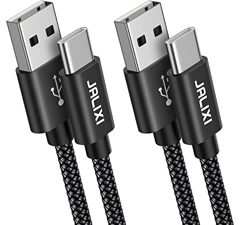 JALIXI USB auf USBC Kabel 1m, Schnellladekabel USB-C Ladekabel Nylon Typ C für Samsung Galaxy S25 S24 S23 S22 Plus Fe, A55 A16, Tab A7 A8 A9, Z Fold/Flip 6 5 4, Pixel, Schwarz von JALIXI
