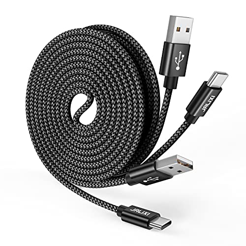 JALIXI USB auf USB C Kabel 3m, Schnellladekabel USB-C Lang, Ladekabel Typ C Nylon für Samsung Galaxy S24 S23 A55, Pixel, PS5 Controller, Xbox series X/S, Schwarz von JALIXI