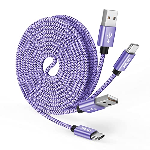 JALIXI USB C Kabel 3M 2Stück, 15W Lang USB auf USB C Schnellladekabel Nylon Typ C für iPhone 15 Pro Max, Samsung Galaxy Tab A8 A7, S23 S22, A55 A54 A35 A25 A15 A14, Violett von JALIXI