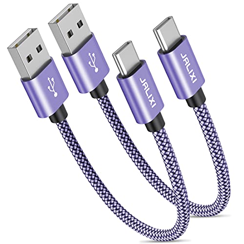 JALIXI USB C Kabel Kurz 30cm, Ladekabel USB auf USB C Schnellladekabel Nylon für iPhone 16/15 Pro Max, Samsung Galaxy S24 S23 S22 S10 A55 A54 A53 A35 A25 A15 A14, Android Auto, Violett von JALIXI