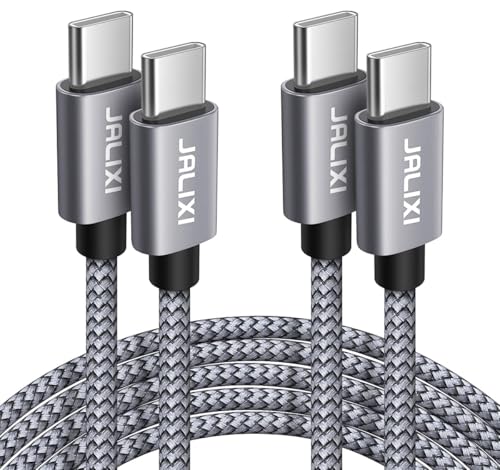 JALIXI USB C auf C Kabel 2M, 60W Ladekabel USB C zu USB C Schnellladekabel Nylon für iPad 10th Generation Air, Samsung Galaxy S25 S24 S23 Ultra A55, Pixel 9 8a 7a, Gris von JALIXI
