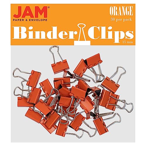 JAM PAPER Bunte Binderclips – Extra Klein – 15 mm – Orange Binderclips – 30 Stück von JAM Paper