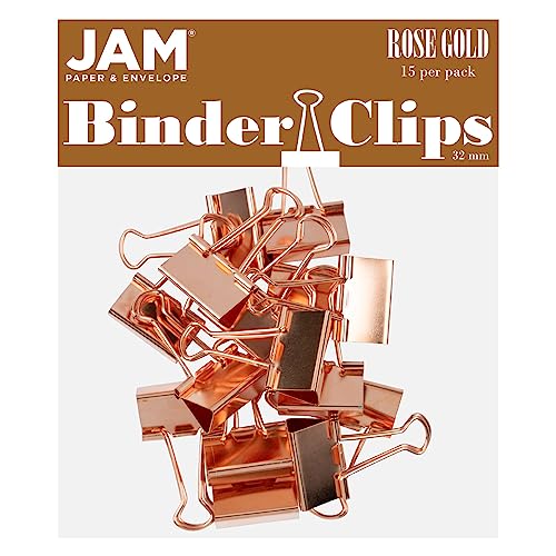 JAM PAPER Bunte Binderclips – Medium – 32 mm – Rotgold Binderclips – 15 Stück von JAM Paper