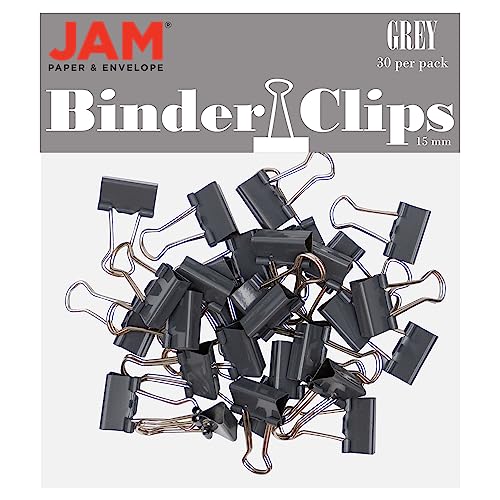 JAM PAPER Bunte Binderclips – extra klein – 15 mm – graue Binderclips – 30 Stück von JAM Paper