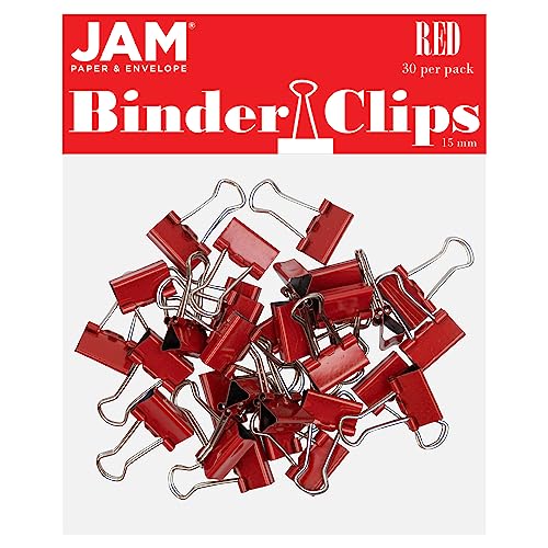 JAM PAPER Bunte Binderclips – extra klein – 15 mm – rote Binderclips – 30 Stück von JAM Paper