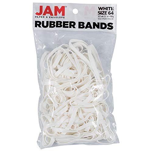 JAM PAPER Durable Rubber Bands - Size 64 - White Multi-Purpose Rubberbands - 100/Pack von JAM Paper