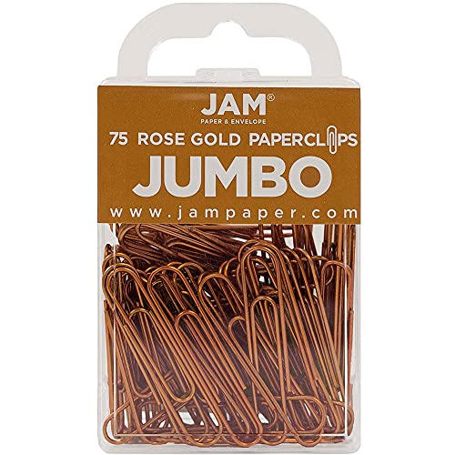 JAM PAPER Farbige Jumbo Büroklammern - Groß 50,8 mm - RoséGoldene Büroklammern - 75/Packung von JAM Paper