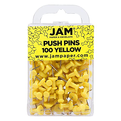 JAM PAPER Farbige Pinnwandnadeln - Gelbe Pinnwandnadeln - 100/Packung von JAM Paper