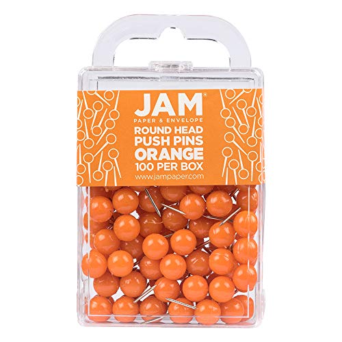 JAM PAPER Farbige Pinnwandnadeln - Runde - Orange - 100/Packung von JAM Paper