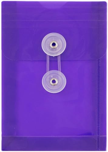 JAM PAPER Kunststoff-Umschläge mit Knopf- und Schnurverschluss, 11,4 x 16,5 cm, Violett, 12 Stück von JAM Paper