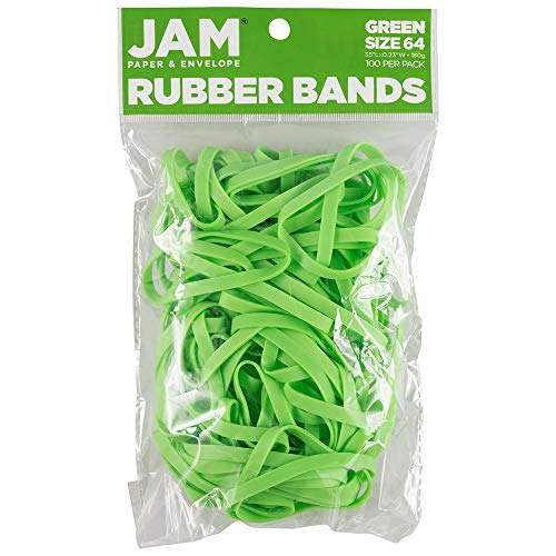 JAM PAPER Robuste Gummibänder, Größe 64, Grün, 100 Stück von JAM Paper