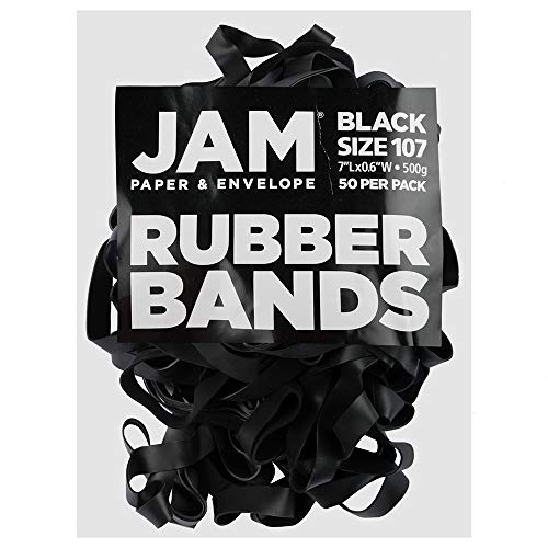 JAM PAPER Strapazierfähige Gummibänder - Größe 107 - Schwarze Mehrzweck Gummibänder - 50/Packung von JAM Paper