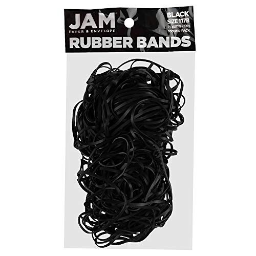 JAM PAPER Strapazierfähige Gummibänder - Größe 117B - Schwarze Mehrzweck Gummibänder - 100/Packung von JAM Paper