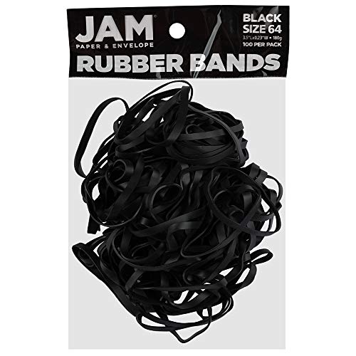 JAM PAPER Strapazierfähige Gummibänder - Größe 64 - Schwarze Mehrzweck Gummibänder - 100/Packung von JAM Paper