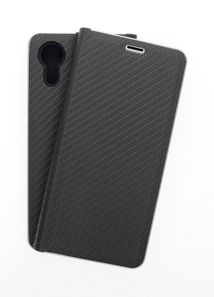 JAMCOVER Smartphone-Hülle Bookcase Carbon für Samsung Galaxy XCover7 16,72 cm (6.6 Zoll), Kartenfach, Standfunktion und Aluminiumrahmen von JAMCOVER