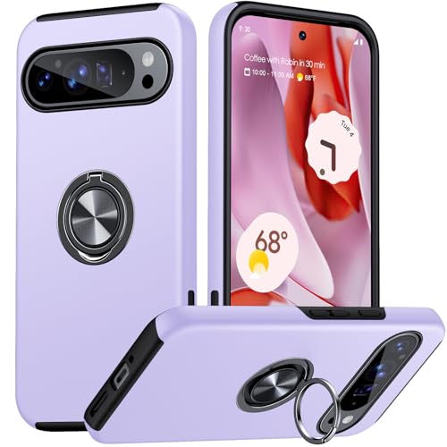 JAME für Google Pixel 9 Hülle/Google Pixel 9 Pro Hülle mit 360° Magnetischer Ring Ständer, Militärschutz Stoßfester Schutz Handyhülle für Pixel 9 / Pixel 9 Pro Hülle, Violett von JAME
