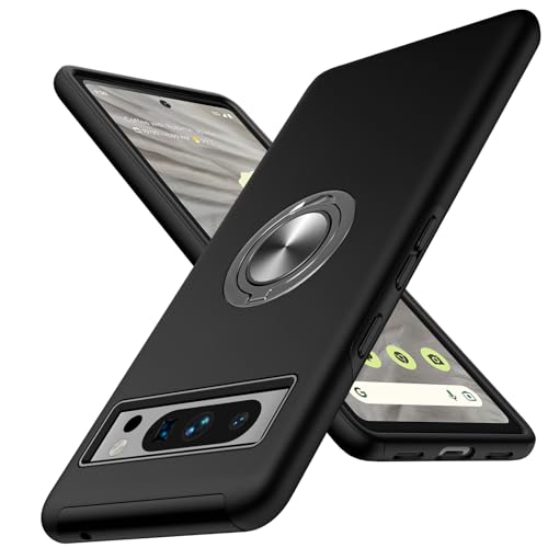 JAME für Pixel 8 Pro Hülle, Soft Bumper Google Pixel 8 Pro Hülle mit 360° Unsichtbarem Drehbarem Ständer, TPU + PC Stoßfest Schutzhülle Handyhülle für Google 8 Pro 6.7", Schwarz von JAME