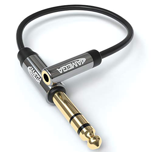 JAMEGA - 0,1m Stereo Klinken Adapter | 6,3mm Klinken Stecker auf 3,5mm Klinken Buchse Audio Aux Adapter Kabel mit 24K Vergoldete Kontakte für Kopfhörer, Lautsprecher uvm von JAMEGA