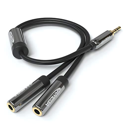 JAMEGA – 0,20m Audio Klinke Y-Adapter Kabel | 3,5mm Klinken Stecker auf 2X 3,5mm Klinken Buchse | AUX Y Splitter Verteiler | 3,5mm Stereo Klinken Y-Adapter Kabel von JAMEGA