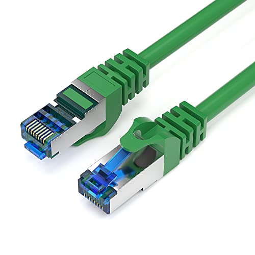JAMEGA - 0,25m CAT 7 Netzwerkkabel Gigabit Ethernet Lan Kabel in grün | 10000 Mbit s | Patchkabel Cat.7 Rohkabel S FTP PIMF Schirmung mit RJ45 Stecker | Switch Router Modem Access Point von JAMEGA